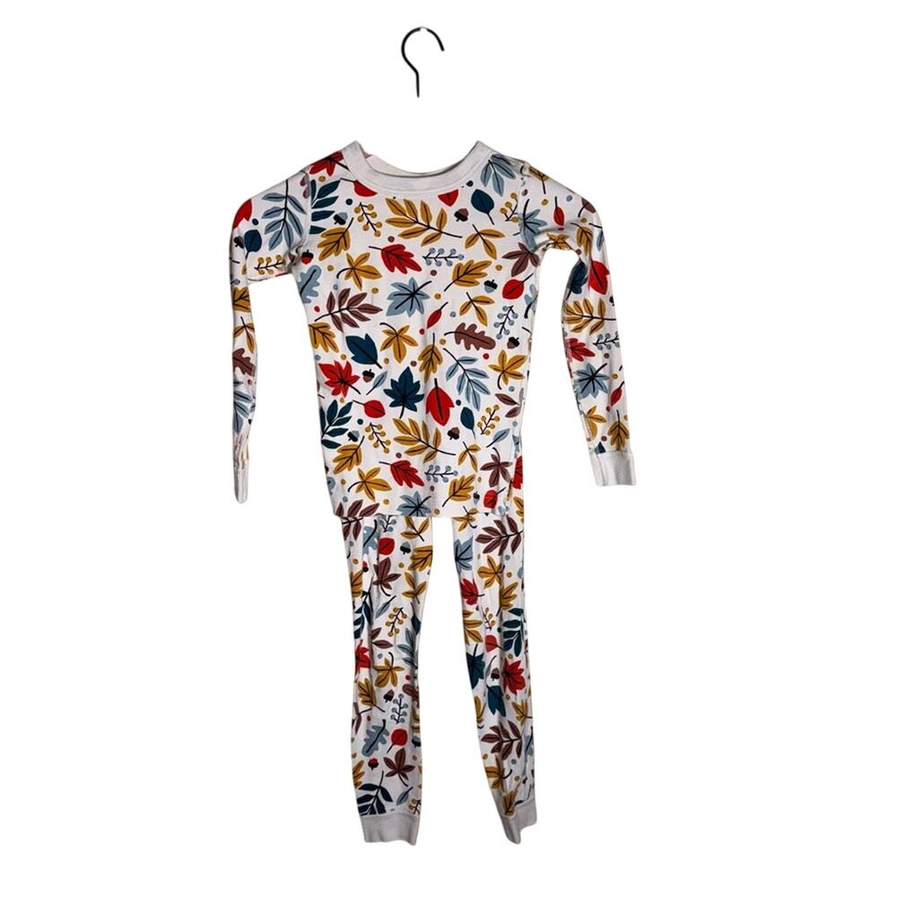 HANNA ANDERSSON Kids' Organic Cotton Pajams - Cream and Brown autumn print 6-7